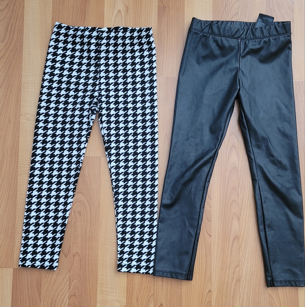 H&M, Shein Brands Toddler Girls Pants Lot of 2, Size 4T-5T Black& White Leggings